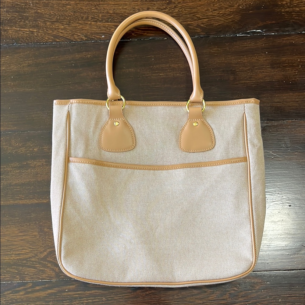 Tan Textured Este Lauder Tote Bag With Sturdy Handles